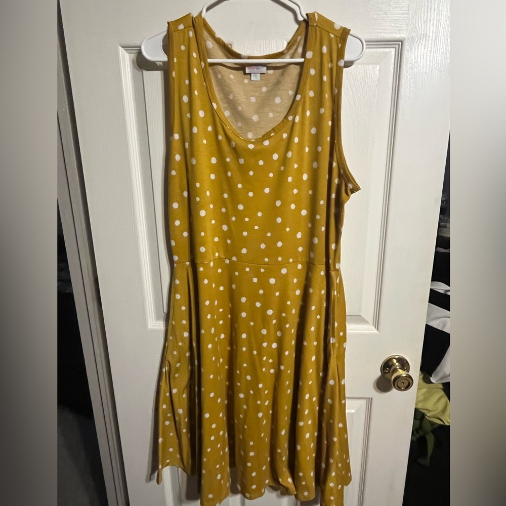 LuLaRoe Mustard Yellow Polka Dot Nickie Dress 2XL